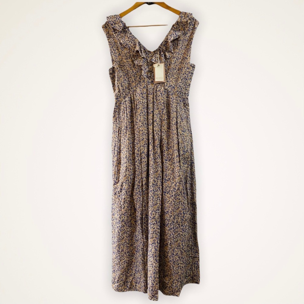 Sleeveless Lavender Floral Maxi Dress with Ruffle Trim - Picture 4 of 16